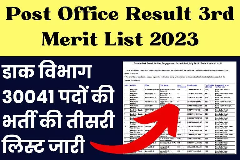 Post Office Result 3rd Merit List 2023