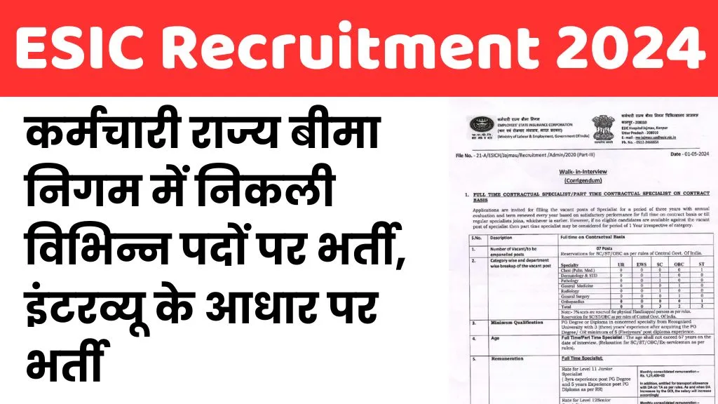 ESIC Recruitment 2024