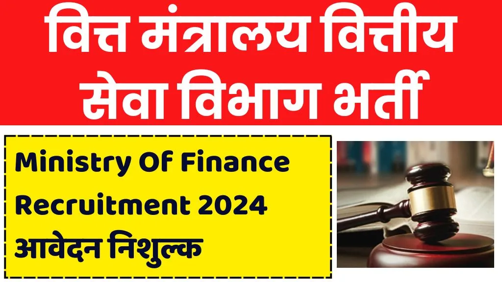 Ministry Of Finance Recruitment 2024 वित्त मंत्रालय वित्तीय सेवा विभाग