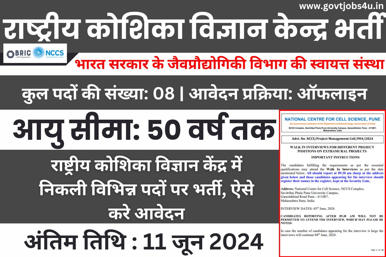 NCCS Recruitment 2024