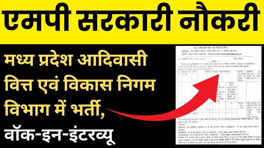 MP Tribal Department Recruitment 2024