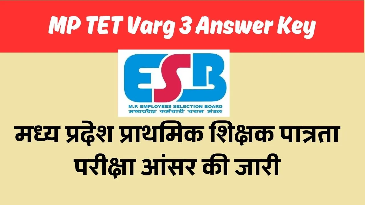 MP TET Varg 3 Answer Key 2024