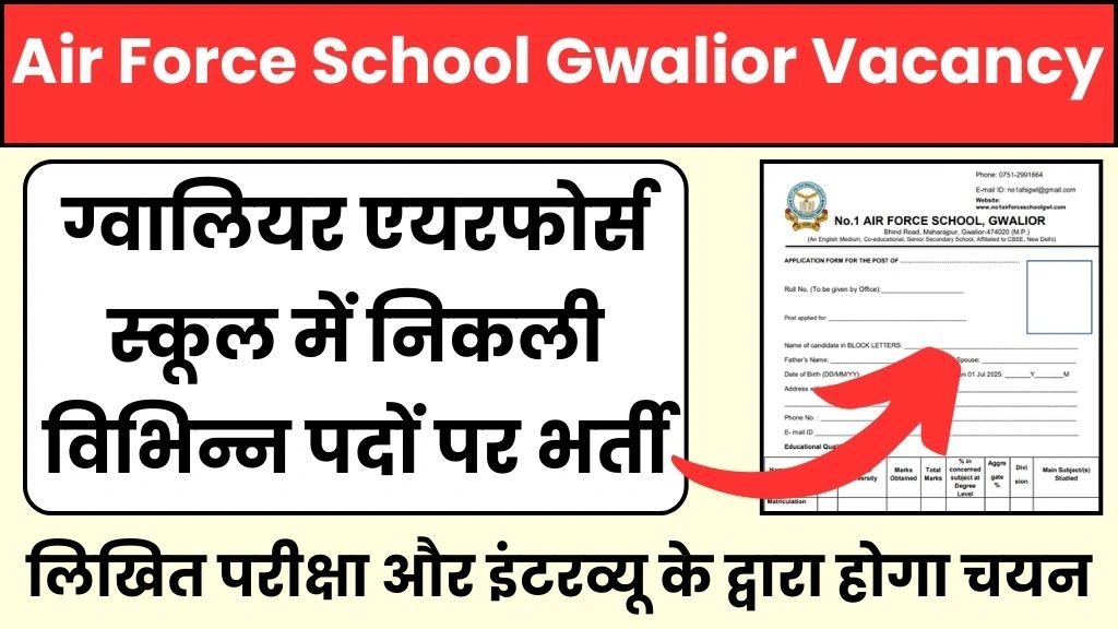 Air Force School Gwalior Recruitment 2025