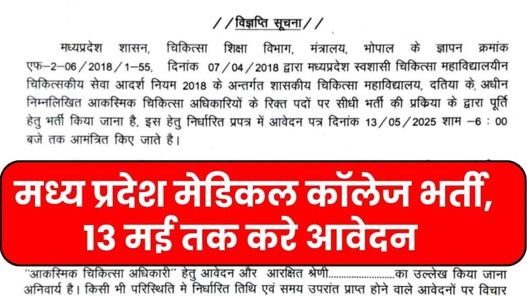 MP Medical College Recruitment 2025