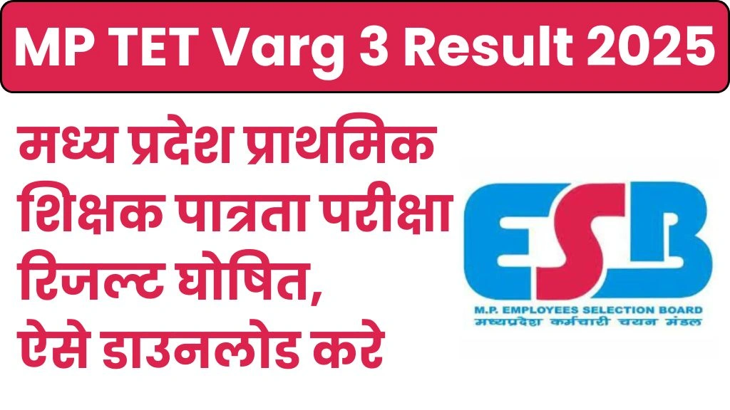 MP TET Varg 3 Result 2025