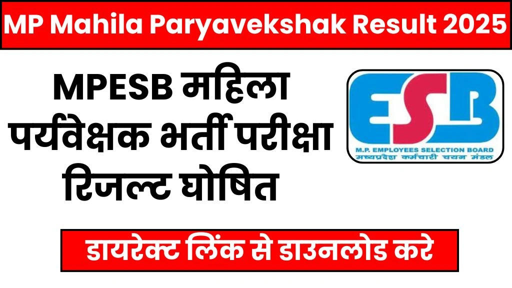 MP Mahila Paryavekshak Result 2025
