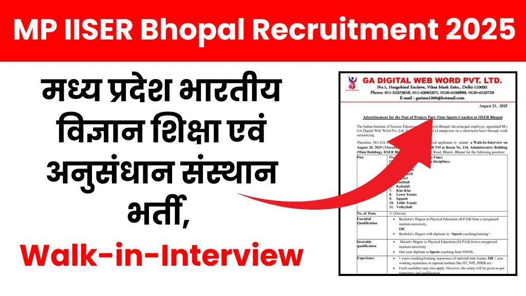 MP IISER Bhopal Recruitment 2025