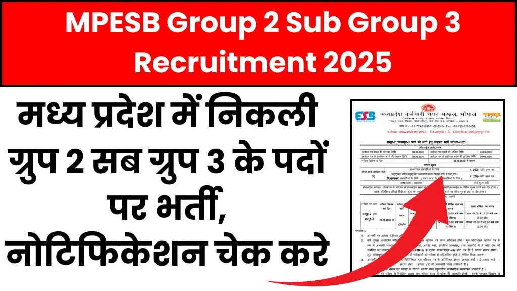MPESB Group 2 Sub Group 3 Recruitment 2025