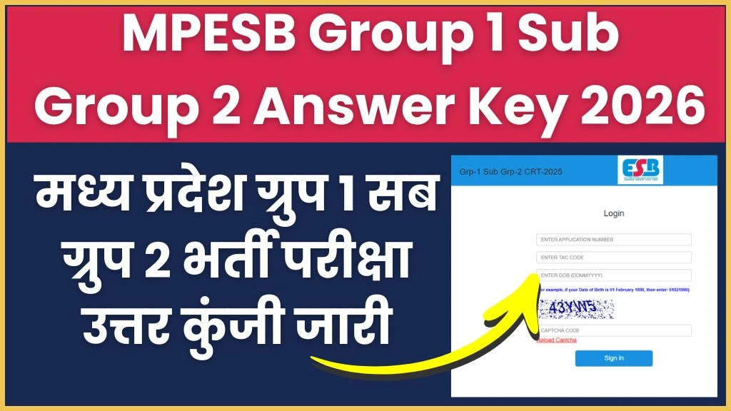 MPESB Group 1 Sub Group 2 Answer Key 2026