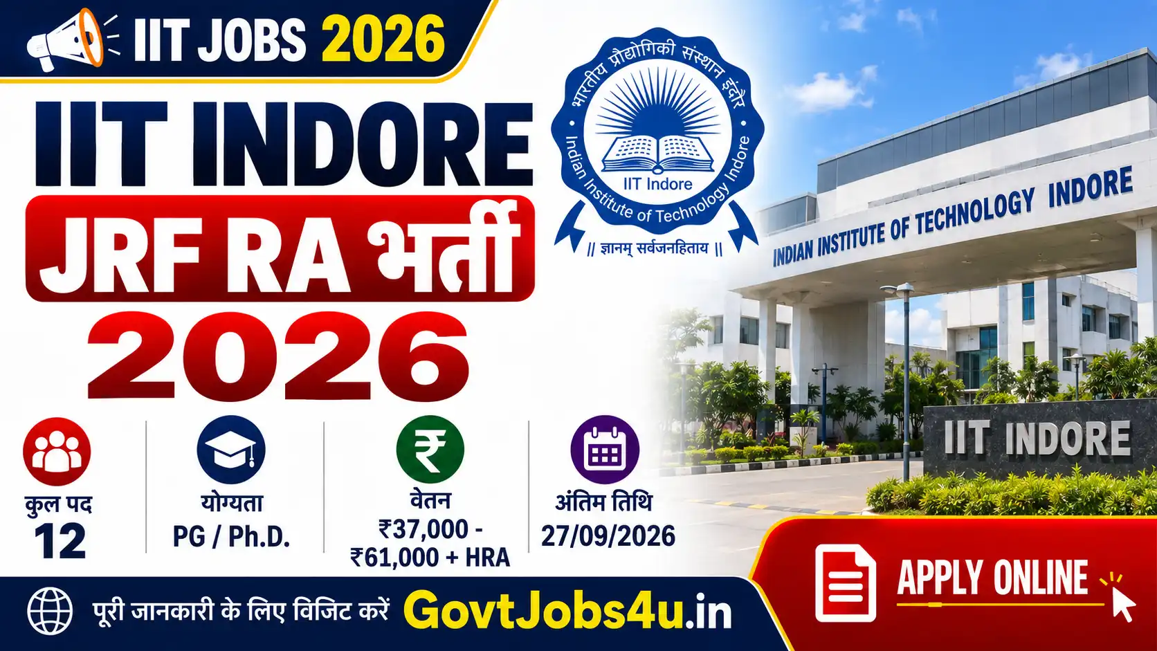 IIT Indore JRF RA Recruitment 2026