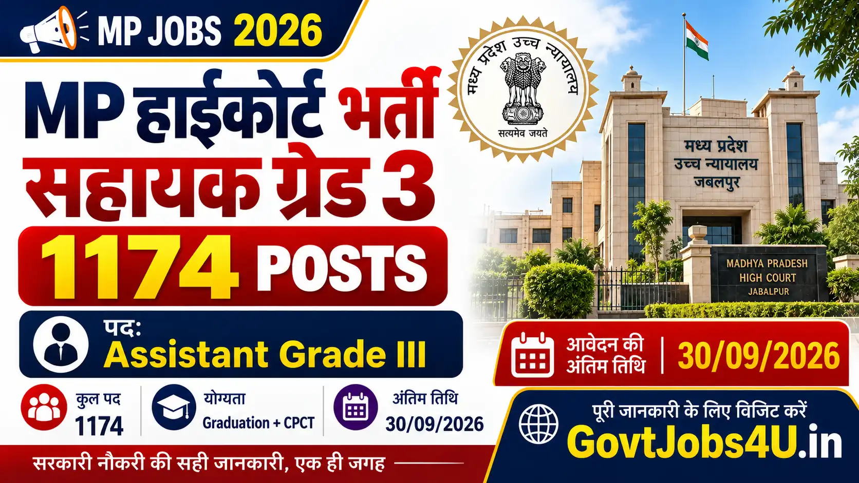 MP High Court Assistant Grade 3 Recruitment 2026