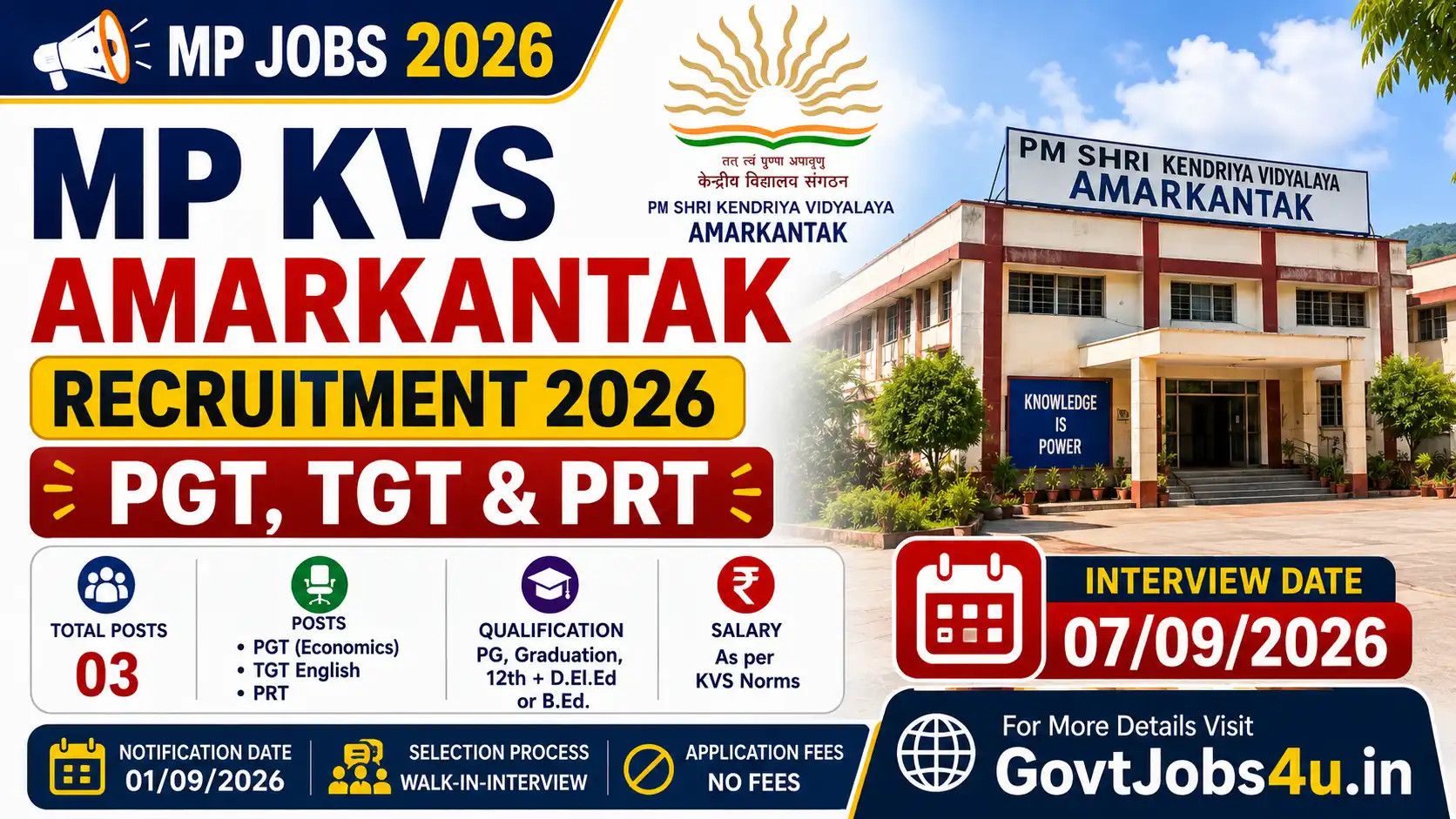 MP KVS Amarkantak Recruitment 2026