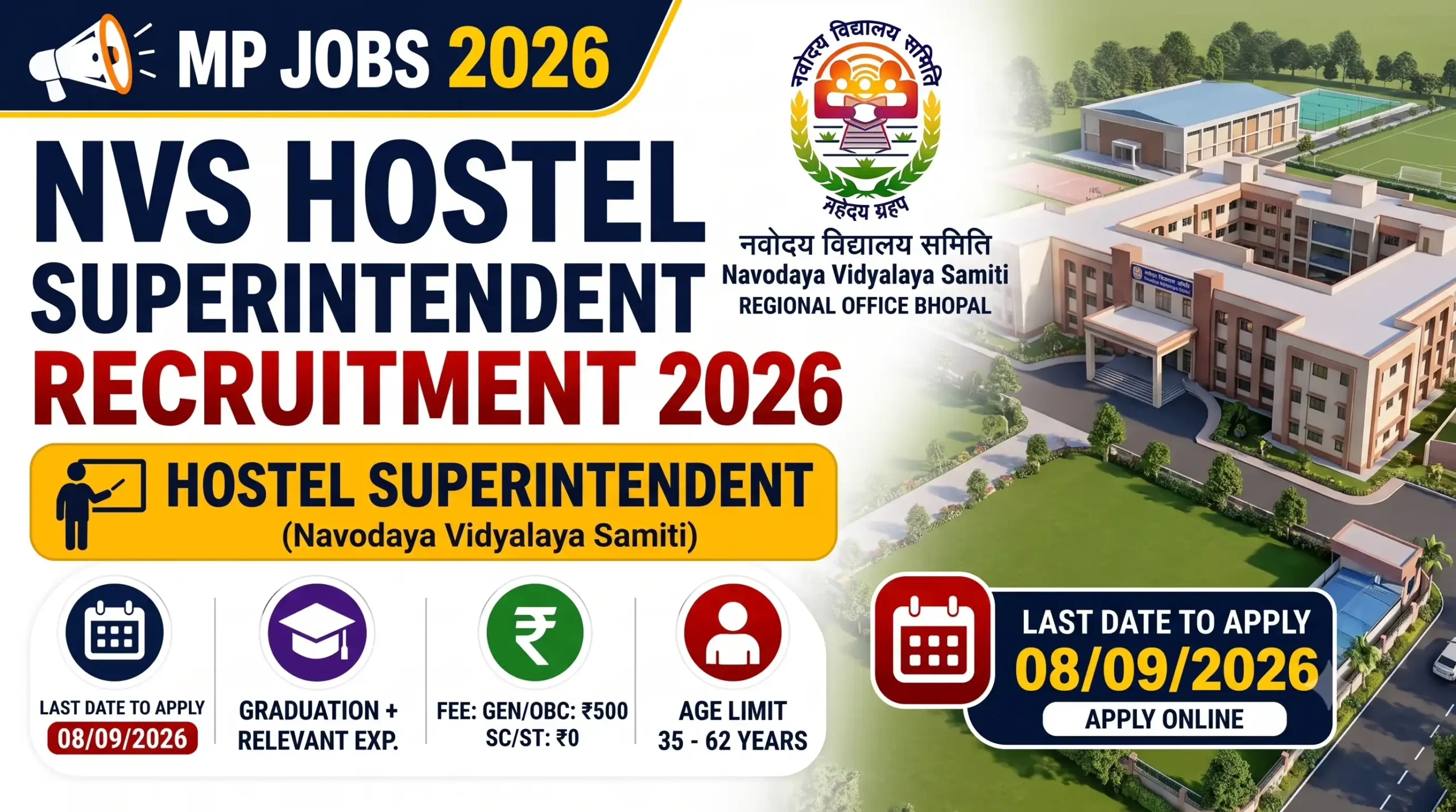 MP NVS Hostel Superintendent Recruitment 2026