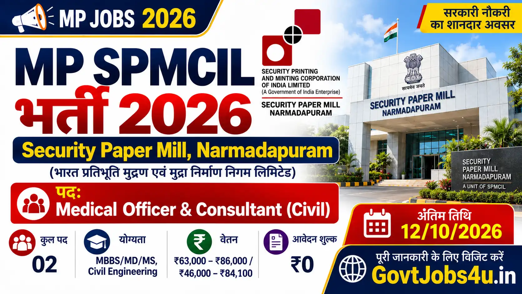 SPMCIL Narmadapuram Recruitment 2026