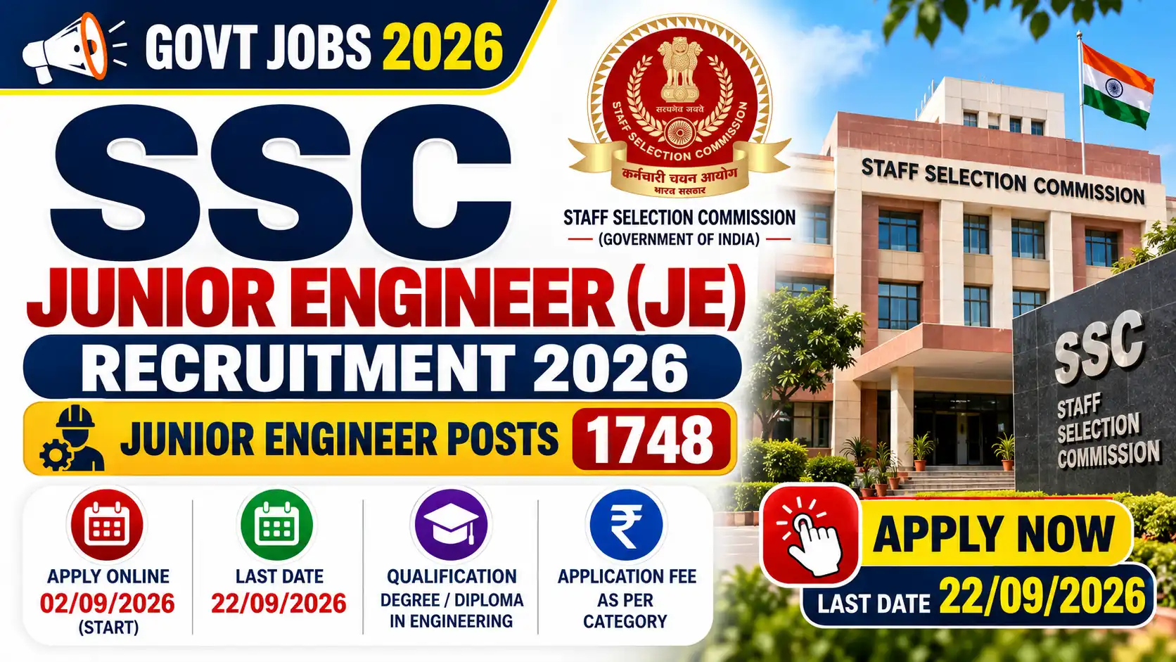 SSC Junior Engineer JE Recruitment 2026